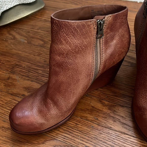 Kork Ease Natalya Cognac Brown Leather Wedge Booties - Picture 7 of 15